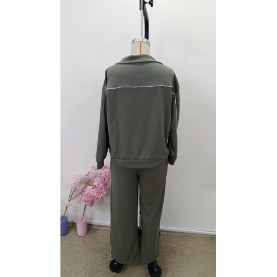 Kadın Uzun Kollu önden Fermuarlı Bluz Ve Pantolon Modal Ikili Takım , 31990