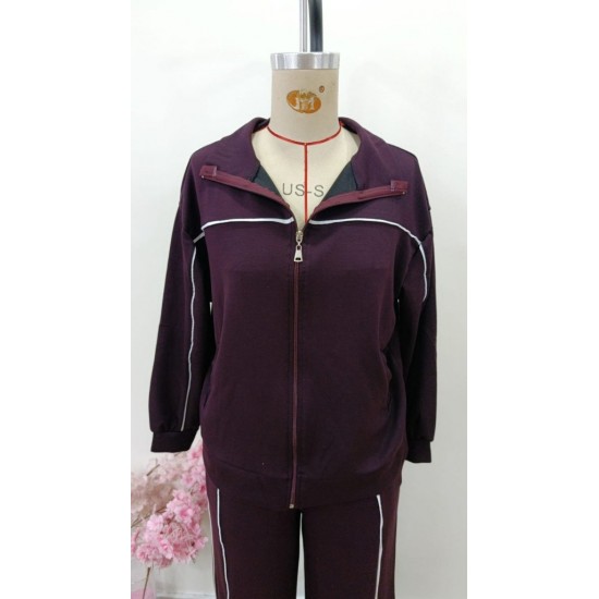 Kadın Uzun Kollu önden Fermuarlı Bluz Ve Pantolon Modal Ikili Takım , 31989