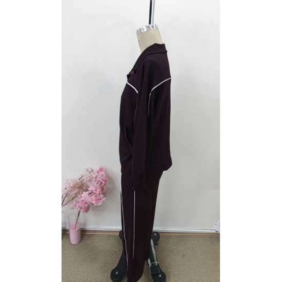 Kadın Uzun Kollu önden Fermuarlı Bluz Ve Pantolon Modal Ikili Takım , 31989