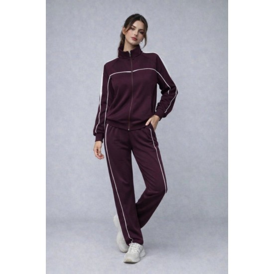 Kadın Uzun Kollu önden Fermuarlı Bluz Ve Pantolon Modal Ikili Takım , 31989