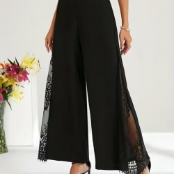 Kadın Yüksek Bel Yandan Dantelli Ithal Krep Pantolon , 32007 Kadın Yüksek Bel Yandan Dantelli Ithal Krep Pantolon , 32007