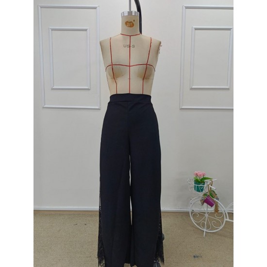 Kadın Yüksek Bel Yandan Dantelli Ithal Krep Pantolon , 32007 Kadın Yüksek Bel Yandan Dantelli Ithal Krep Pantolon , 32007