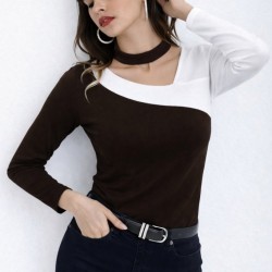 Kadın Uzun Kollu Geometrik Yaka Detaylı çift Renkli Viskon Bluz , 32002 Kadın Uzun Kollu Geometrik Yaka Detaylı çift Renkli Viskon Bluz , 32002