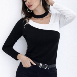 Kadın Uzun Kollu Geometrik Yaka Detaylı çift Renkli Viskon Bluz , 32001 Kadın Uzun Kollu Geometrik Yaka Detaylı çift Renkli Viskon Bluz , 32001