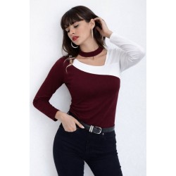 Kadın Uzun Kollu Geometrik Yaka Detaylı çift Renkli Viskon Bluz , 32000 Kadın Uzun Kollu Geometrik Yaka Detaylı çift Renkli Viskon Bluz , 32000