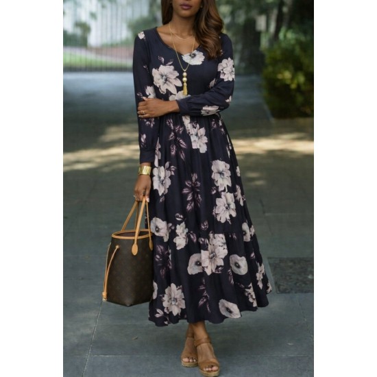 Kadın Uzun Kollu V Yakalı çiçek Desenli Maxi Süprem Elbise , 31994 Kadın Uzun Kollu V Yakalı çiçek Desenli Maxi Süprem Elbise , 31994