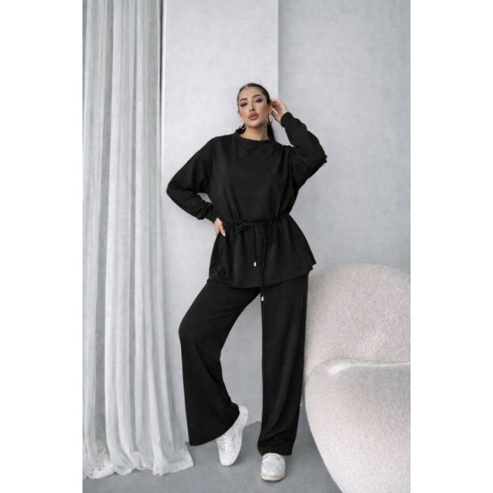 Kadın Uzun Kollu Bisiklet Yaka Belden Büzgülü Bağcıklı Viskon Iki Iplik Bluz Ve Pantolon Ikili Takım , 32055 Kadın Uzun Kollu Bisiklet Yaka Belden Büzgülü Bağcıklı Viskon Iki Iplik Bluz Ve Pantolon Ikili Takım , 32055