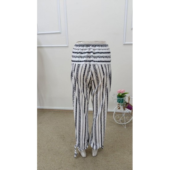 Kadın Yüksek Bel Desenli Paçadan Bağlamalı Yanları Yırtmaçlı Süprem Pantolon , 32052 Kadın Yüksek Bel Desenli Paçadan Bağlamalı Yanları Yırtmaçlı Süprem Pantolon , 32052