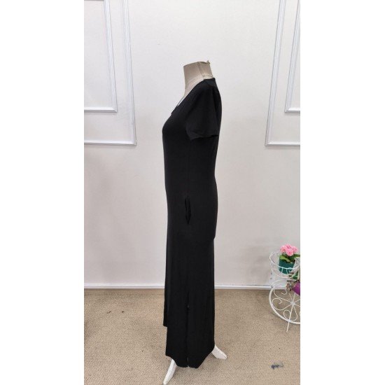 Kadın Kısa Kollu Içi Atlet Görünümlü Yandan Yırtmaçlı Uzun Viskon Elbise , 32008 Kadın Kısa Kollu Içi Atlet Görünümlü Yandan Yırtmaçlı Uzun Viskon Elbise , 32008