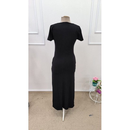 Kadın Kısa Kollu Içi Atlet Görünümlü Yandan Yırtmaçlı Uzun Viskon Elbise , 32008 Kadın Kısa Kollu Içi Atlet Görünümlü Yandan Yırtmaçlı Uzun Viskon Elbise , 32008