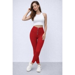 Kadın Yüksek Bel önden Fermuar Ve Nervur Detaylı Dalgıç Tayt, 32063