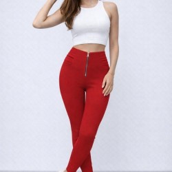 Kadın Yüksek Bel önden Fermuar Ve Nervur Detaylı Dalgıç Tayt, 32063