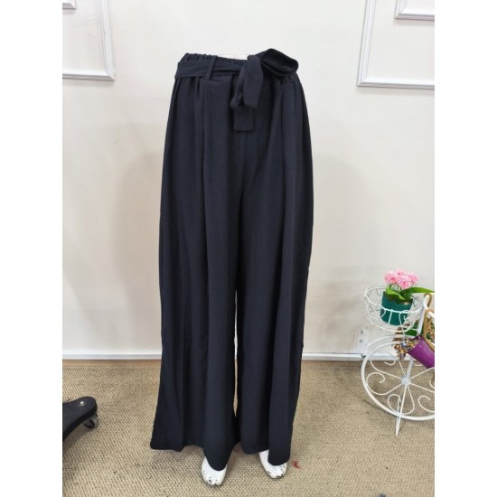 Kadın Yüksek Bel önden Pileli Yırtmaçlı Belden Bağlamalı Uzun Bürümcük Pantolon , 32062