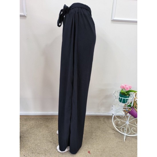 Kadın Yüksek Bel önden Pileli Yırtmaçlı Belden Bağlamalı Uzun Bürümcük Pantolon , 32062