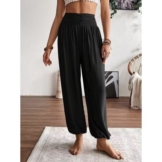 Kadın Yüksel Bel Yoğun Büzgü Detaylı Aerobin Pantolon , 32076