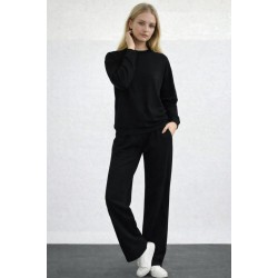 Kadın Uzun Kollu Bisiklet Yaka Viskon Iki Iplik Bluz Ve Pantolon Ikili Takım , 32071