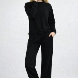 Kadın Uzun Kollu Bisiklet Yaka Viskon Iki Iplik Bluz Ve Pantolon Ikili Takım , 32071