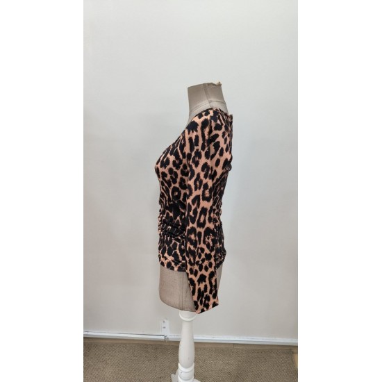 Kadın Uzun Kollu Kare Yakalı Leopar Desenli Dalgıç Bluz, 32066 Kadın Uzun Kollu Kare Yakalı Leopar Desenli Dalgıç Bluz, 32066