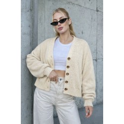 Kadın Beş Düğme Salaş Büyük Beden Triko Hırka, 32088