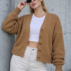 Kadın Beş Düğme Salaş Büyük Beden Triko Hırka, 32087