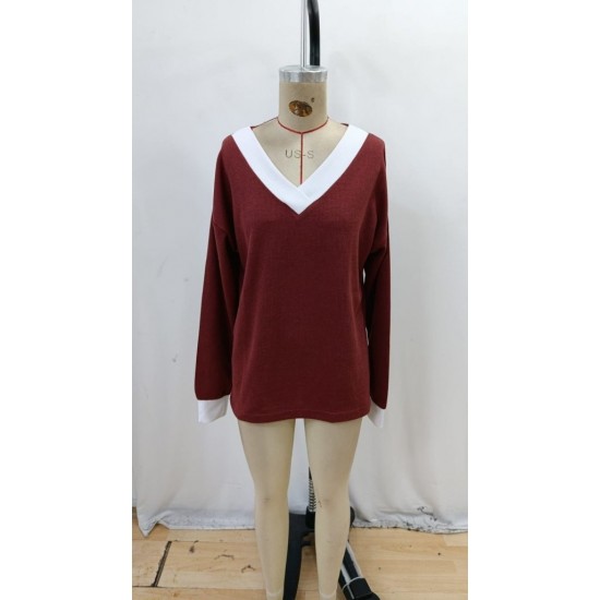 Kadın Uzun Kollu V Yakalı Waffle Bluz, 32082