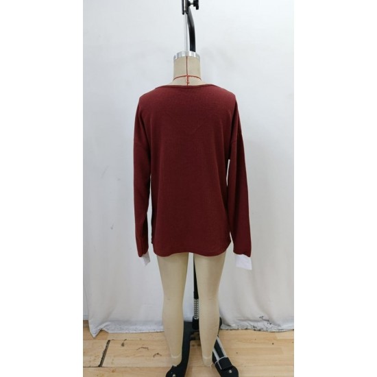 Kadın Uzun Kollu V Yakalı Waffle Bluz, 32082