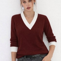 Kadın Uzun Kollu V Yakalı Waffle Bluz, 32082 Kadın Uzun Kollu V Yakalı Waffle Bluz, 32082