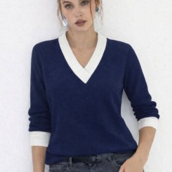 Kadın Uzun Kollu V Yakalı Waffle Bluz, 32081 Kadın Uzun Kollu V Yakalı Waffle Bluz, 32081