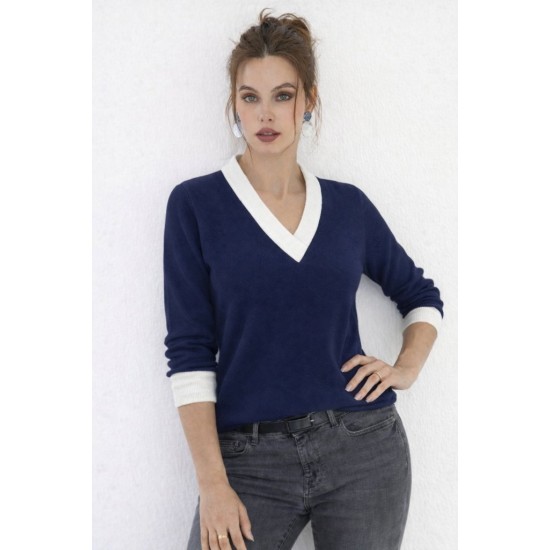 Kadın Uzun Kollu V Yakalı Waffle Bluz, 32081