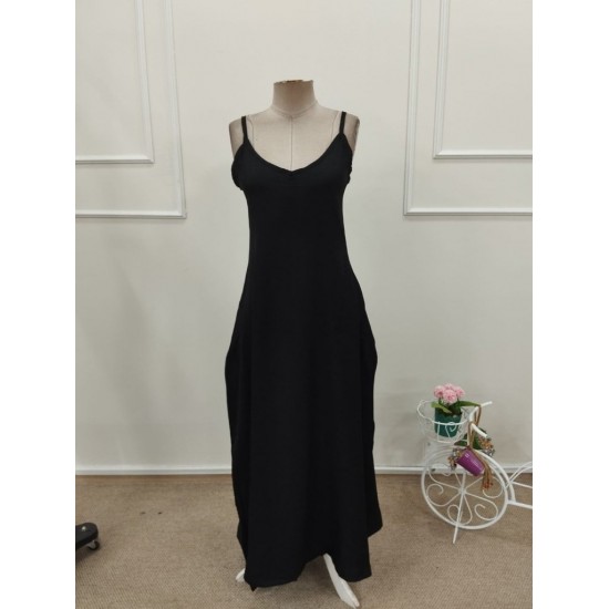 Kadın Ip Askılı V Yakalı Cep Detaylı Uzun Elbise , 32094 Kadın Ip Askılı V Yakalı Cep Detaylı Uzun Elbise , 32094