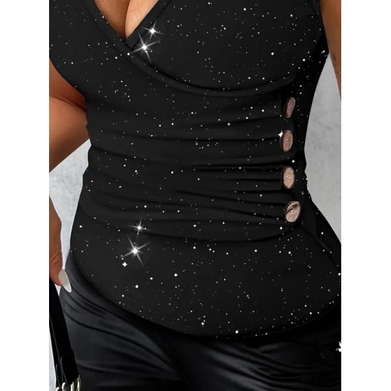 Kadın Askılı Kruvaze Yakalı Taşlı Sandy Bluz , 32093 Kadın Askılı Kruvaze Yakalı Taşlı Sandy Bluz , 32093