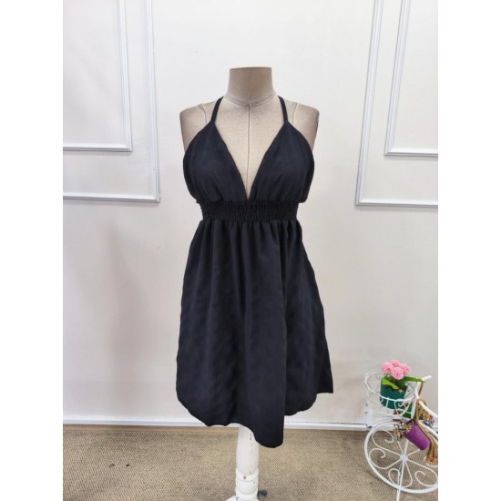 Kadın Ip Askılı Göğüs Dekolteli Beli Lastikli Gofre Kısa Elbise, 32091 Kadın Ip Askılı Göğüs Dekolteli Beli Lastikli Gofre Kısa Elbise, 32091