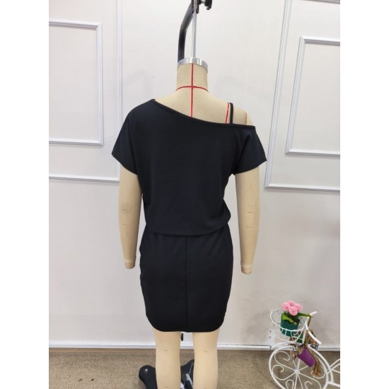 Kadın Kısa Kollu Omuzdan Açık Askılı Kısa Janjan Krep Elbise , 32090