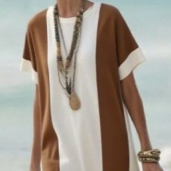 Kadın Kısa Kollu Bisiklet Yaka Uzun Süprem Elbise , 32114