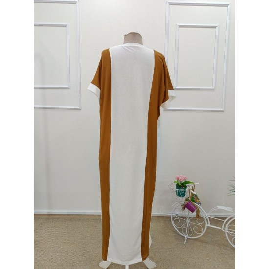 Kadın Kısa Kollu Bisiklet Yaka Uzun Süprem Elbise , 32114