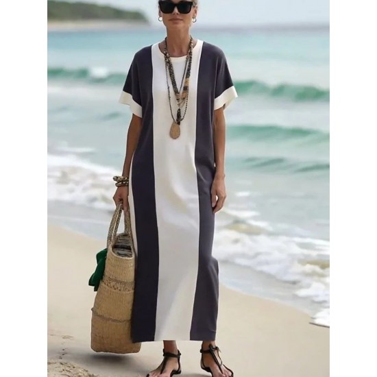 Kadın Kısa Kollu Bisiklet Yaka Uzun Süprem Elbise , 32112 Kadın Kısa Kollu Bisiklet Yaka Uzun Süprem Elbise , 32112