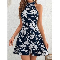 Kadın Omuzlardan Açık Balıkçı Yakalı Kuşaklı Desenli Kısa Süprem Elbise , 32109 Kadın Omuzlardan Açık Balıkçı Yakalı Kuşaklı Desenli Kısa Süprem Elbise , 32109