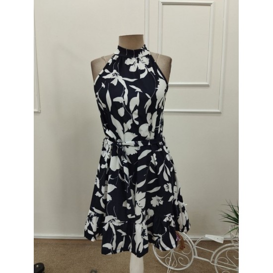 Kadın Omuzlardan Açık Balıkçı Yakalı Kuşaklı Desenli Kısa Süprem Elbise , 32109 Kadın Omuzlardan Açık Balıkçı Yakalı Kuşaklı Desenli Kısa Süprem Elbise , 32109