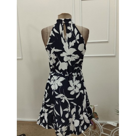 Kadın Omuzlardan Açık Balıkçı Yakalı Kuşaklı Desenli Kısa Süprem Elbise , 32109 Kadın Omuzlardan Açık Balıkçı Yakalı Kuşaklı Desenli Kısa Süprem Elbise , 32109