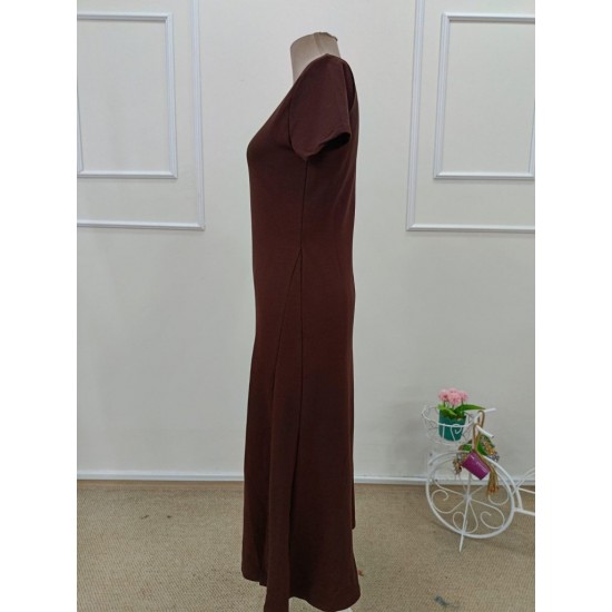 Kadın Kısa Kollu Balıkçı Yaka Derin Yırtmaç Detay Viskon Elbise , 32105