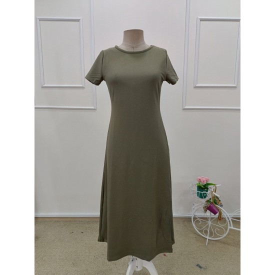 Kadın Kısa Kollu Balıkçı Yaka Derin Yırtmaç Detay Viskon Elbise , 32104