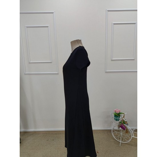 Kadın Kısa Kollu Balıkçı Yaka Derin Yırtmaç Detay Viskon Elbise , 32102