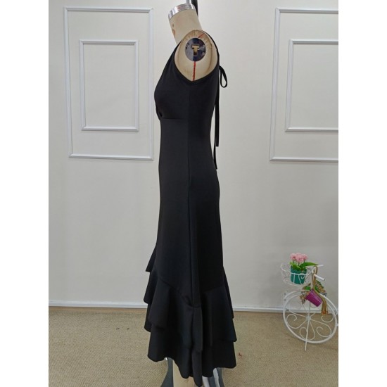 Kadın Ip Askılı Kruvaze Yakalı Sırttan Bağcıklı önü Volanlı Midi Janjan Krep Elbise , 32098 Kadın Ip Askılı Kruvaze Yakalı Sırttan Bağcıklı önü Volanlı Midi Janjan Krep Elbise , 32098