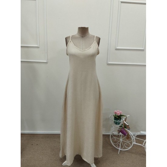 Kadın Ip Askılı V Yakalı Cep Detaylı Uzun Elbise , 32096 Kadın Ip Askılı V Yakalı Cep Detaylı Uzun Elbise , 32096