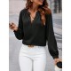 Kadın Uzun Kollu önden Düğmeli Hakim Yaka Ithal Krep Bluz, 32134