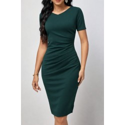 Kadın Kısa Kollu V Yakalı Pileli Kısa Ithal Krep Elbise , 32132 Kadın Kısa Kollu V Yakalı Pileli Kısa Ithal Krep Elbise , 32132