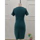 Kadın Kısa Kollu V Yakalı Pileli Kısa Ithal Krep Elbise , 32132