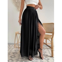 Kadın Yüksek Bel Yandan Yırtmaçlı Dantelli Uzun Sandy Etek, 32129 Kadın Yüksek Bel Yandan Yırtmaçlı Dantelli Uzun Sandy Etek, 32129