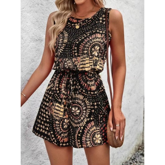 Kadın Kolsuz Bisiklet Yaka Kısa Desenli Süprem Tulum, 32128 Kadın Kolsuz Bisiklet Yaka Kısa Desenli Süprem Tulum, 32128