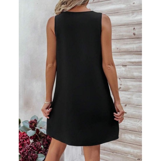 Kadın Askılı V Yakalı Pulpayet Işlemeli Kısa Sandy Elbise , 32127